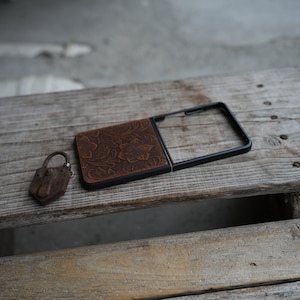 Funda trasera de cuero genuino para Galaxy Z Flip 7, 6, 5, 4 y 5G, funda de cuero para Z Flip 5, funda de cuero para Z Flip 7