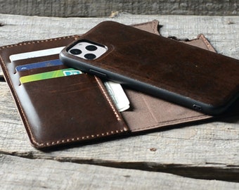 RFID Distressed Leather IPhone 11 Pro Max / 11 / 11 Por/  xs max Wallet   iPhone 11 Case  Wallet  Magnetic Phone Case