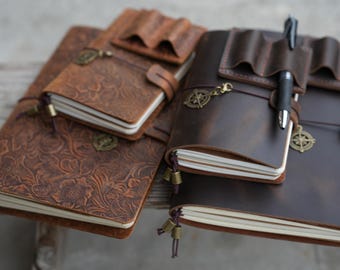 Quaderno in pelle per viaggiatori, diario ricaricabile A6 4,1" x 5,8", diario in pelle, regali di viaggio per diario in pelle A5, appunti da campo 3,5" x 5,5"