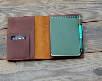 Echt lederen notitieboek Kladblok omslag voor Rite in the Rain 4 x 6, Steno Notes, spiraalgebonden memoboeken 4 x 6 inch