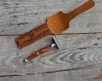 Cuir personnalisé Parker / RazoRock / MÜHLE rasoir Pouch Leather Safety Razor Case Merkur / Edwin Jagger /MUHLE Double Edge Razor