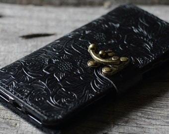 Handmade Genuine IPhone 12 Pro Max / 12 / 12 pro / XS Max  / XR  leather Case 12 mini Wallet vintage leather case  black