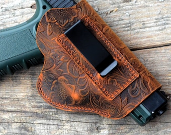 Genuine Leather Holster 9mm , Glock 17 / 17L / 22 / 31 | Glock 19 / 19X / 23 / 32 | Glock 26 / 27 / 33 | Glock 43 Pocket Springfield Hellcat