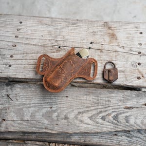 Funda de cuero plegable para navaja Adamas 275FE-2 Deluxe Case XX Large Hunter Knives Pocket, funda de cuero para navaja, Adamas 275FE-2