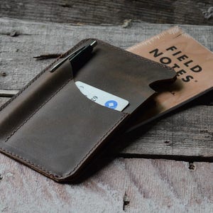 Portefeuille en cuir avec pochettes pour carnet de voyage et carnet de voyage fin, carnet de notes en cuir pour poche, pochette en cuir Field Notes, 3,5 x 5,5 pouces