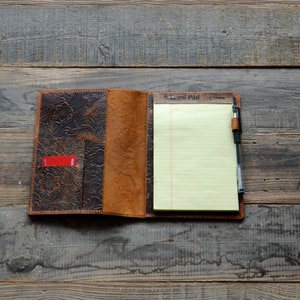 Personalized Genuine Leather Notebook Notepad Cover for TOPS The Legal Pad Writing Pads Pocket   5&quot; x 8&quot;  Cover  5x8