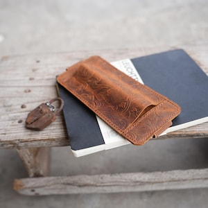 Leather Pen Sleeve , Elastic band   Leather Pen pouch , Pen Leather Pocket , notebook pencil case  Holder Tall Cover Pen Pouch Pen Holster