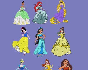embroidery 9 set designs disney princesses 5x7 pes hus jef vip vp3 dst exp