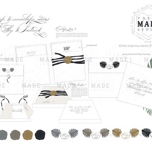 Illustrated split leaf wedding invitation suite - hand illustrated, tropical invites, tropical wedding suite, destination wedding invites