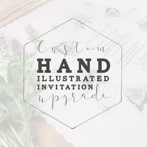 Custom hand illustrated invitation design upgrade - includes design for paper or hankie invite(s) -  your choice of invites sold separately