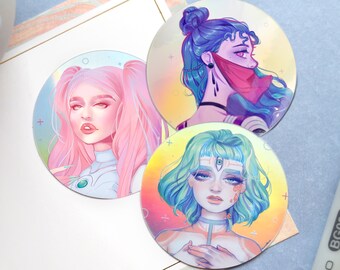 Holographic Stickers featuring scifi spacegirls