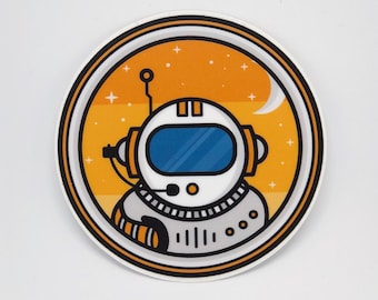 Astronaut Vinyl Sticker, Space Lover Gift, Weatherproof 3" Round Decal