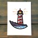 Mini Nautical Prints Ocean Print Set Ocean Themed Mini Print Lighthouse ...