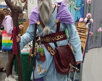 Old Mage Wizard Cosplay Costume, Video Game Sorcerer adjustable cosplay, Gray Beard Larp cosplay for men