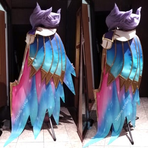 Star guardian Xayah and Rakan fabric for cape, Elderwood Xayah Rakan custom printed fabric for cosplay wings