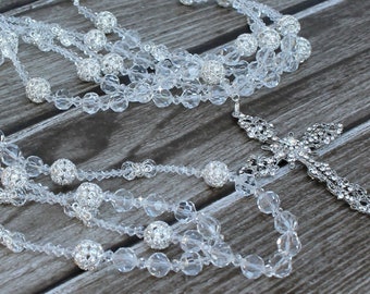 Beautiful Wedding Lasso, Silver Unity Cord, Crystal Wedding Lasso