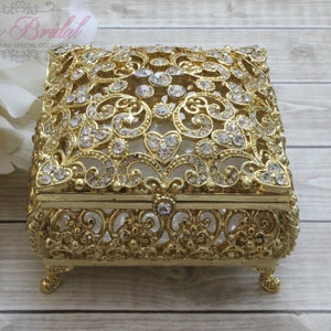 Envío RÁPIDO!! Hermosa caja de cristal Swarovski, caja para anillos de boda, Arras de boda, incluye las 13 monedas, Unity Coins, Arras, Arras de Boda