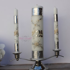 25th Anniversary Unity Candle Set with or without the Candle Holder, 25th Wedding Anniversary, Anniversary Unity Candles, Anniversary Gift