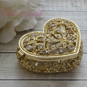 EXPÉDITION RAPIDE !! Belle boîte en cristal Swarovski en forme de coeur, boîte pour alliances, mariage Arras,