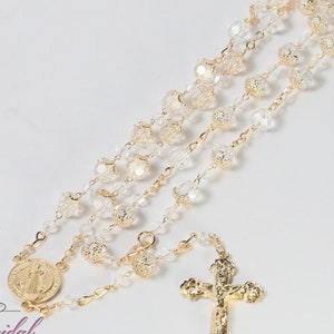 FAST SHIPPING!! Beautiful Gold Rosary, Wedding Rosary, Communion Rosary, Christening Rosary, Confirmation Rosary, Rosary Gift