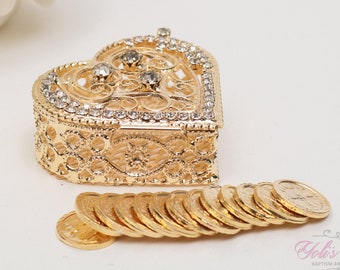 FAST SHIPPING!! Gold Heart Wedding Arras, Arras de Boda, Unity Coins, Wedding Arras, Gold Wedding Arras, 13 wedding Unity Coins