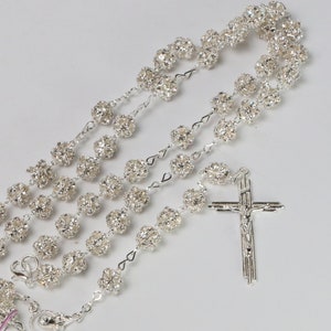 FAST SHIPPING!! Beautiful Silver Rosary, Wedding Rosary, Communion Rosary, Christening Rosary, Confirmation Rosary, Rosary Gift