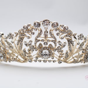 FAST Shipping!!! Gold Swarovski Bride Tiara, Crystal Tiara, Wedding Tiara, Princess Tiara, Sweet 16 Quinceañera, Sparkling Bridal Crown