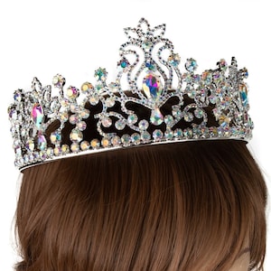 FAST SHIPPING!! Silver AB Crown, Royal Crown, Full Crown, Tiara, Wedding Crown, Bridal Crown, Quinceañera, Swarovski Crystal Crown, Sweet 16