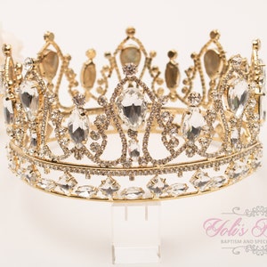 FAST SHIPPING! Gold Circular Sparkling Tiara, Crystal Tiara, Wedding Tiara, Crown, Princess Tiara, Quinceañera, Sweet 16 Tiara, Full Crown