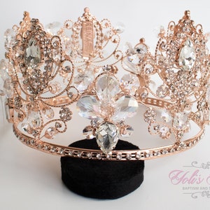 FAST SHIPPING!! Rose Gold Crown, Royal Crown, Full Crown, Tiara, Wedding Crown, Bridal Crown, Quinceañera, Swarovski Crystal Crown, Sweet 16