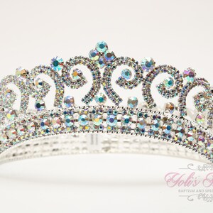 FAST SHIPPING!! Silver AB Round Crown, Royal Crown, Full Crown, Tiara, Wedding Crown, Crown, Quinceañera, Crystal Crown, Sweet 16, Pageant