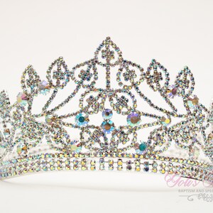 FAST SHIPPING!! Silver AB Round Crown, Royal Crown, Full Crown, Tiara, Wedding Crown, Crown, Quinceañera, Crystal Crown, Sweet 16, Pageant