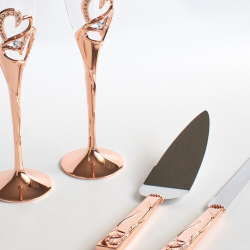 Cake Knife & Server Set Rose Gold Cake Cutting Sets for Etsy