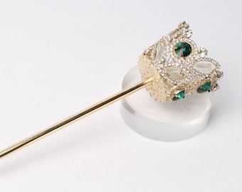 FAST SHIPPING!! Beautiful Gold Scepter with Green Stones, Gorgeous AB Scepter, Sparkle Princess Scepter, Green Scepter, Pageant Scepter