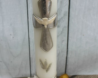 FAST SHIPPING!! Beautiful Silver Candle for any occasion, Wedding Candle, Christening Candle, Baptism Candle, Communion Candle, Confirmation