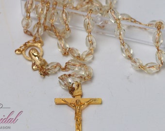 FAST SHIPPING!! Beautiful Gold Rosary, Wedding Rosary, Communion Rosary, Christening Rosary, Confirmation Rosary, Rosary Gift