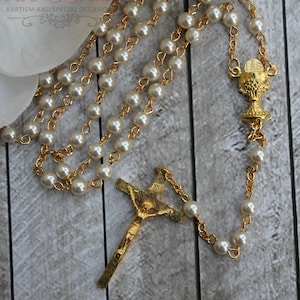 FAST SHIPPING!! Handcrafted Beautiful First Communion Rosary, Communion Rosary, Confirmation Rosary, Rosary Gift, First Communion Gift