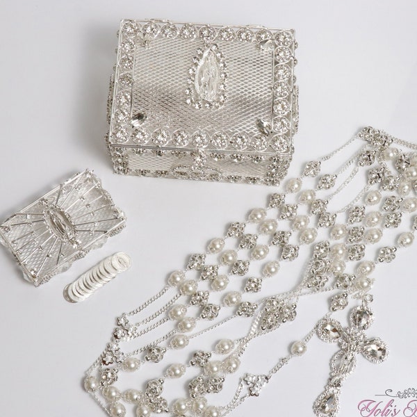FAST SHIPPING! Our Lady of Guadalupe, Silver Wedding Lasso, Lasso Box and Arras Set, Unity Cord, Wedding Set
