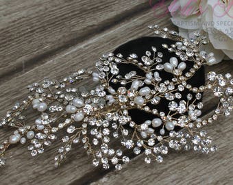 FAST SHIPPING!!! Gold Bridal Hair Comb, Wedding Hair Comb, Crystal Hair Comb, Swarovski Hair Comb, Crystal Headpiece, Bridal Headpiece