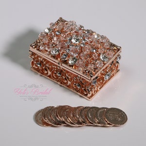 FAST Shipping! Beautiful Crystal Box, Wedding Ring Box, Wedding Arras, includes the 13 coins, Unity Coins, Arras, Arras de Boda