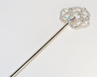 FAST SHIPPING!! Beautiful Silver Scepter with AB Stones, Gorgeous crystal crown, Sparkle Princess Scepter, Scepter, Pageant Scepter, Wand