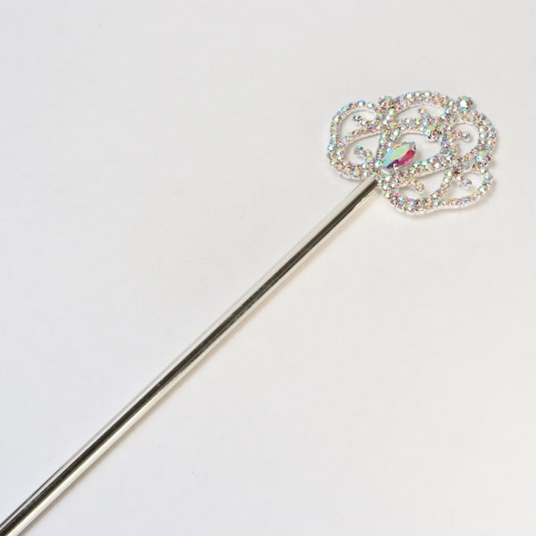 FAST SHIPPING!! Beautiful Silver Scepter with AB Stones, Gorgeous crystal crown, Sparkle Princess Scepter, Scepter, Pageant Scepter, Wand