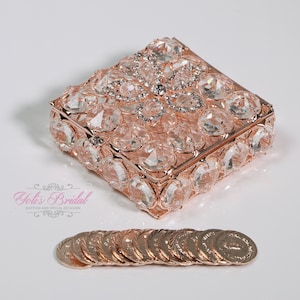FAST Shipping! Beautiful Crystal Box, Wedding Ring Box, Wedding Arras, includes the 13 coins, Unity Coins, Arras, Arras de Boda