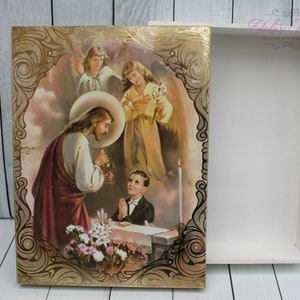 FAST Shipping!! First Communion Wooden Box, First Communion Keepsake Box, First Communion Gift, Communion Box, Communion Gift Set