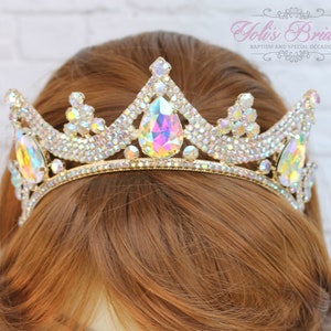 FAST SHIPPING! Gold Sparkling Tiara, Crystal Tiara, Wedding Tiara, Crown, Princess Tiara, Quinceañera, Sweet 16 Tiara, Bridal Tiara, Wedding