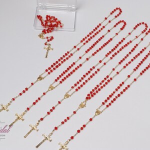12 Pieces Giveaway Rosaries, Christening Favor, Baptism Favor, Communion Favor, Confirmation Favor, Wedding Favor, Giveaway, Red Rosaries