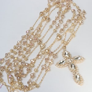 ENVÍO RÁPIDO!! Hermoso lazo nupcial dorado con cristales color miel, lazo nupcial, cordón de unión nupcial, 50.° aniversario, regalo de bodas