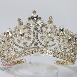 FAST SHIPPING! Gold Sparkling Tiara, Crystal Tiara, Wedding Tiara, Crown, Princess Tiara, Quinceañera, Sweet 16 Tiara, Bridal Tiara
