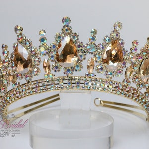 FAST SHIPPING!!! Gold with Honey and AB stones Tiara, Gorgeous Gold Tiara, Stunning Sparkle Girl Tiara, Communion Princess Girl