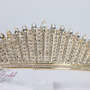 FAST SHIPPING! Gold Sparkling Tiara, Crystal Tiara, Wedding Tiara, Crown, Princess Tiara, Quinceañera, Sweet 16 Tiara, Bridal Tiara